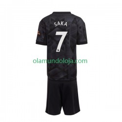 Camisola Arsenal Saka 7 Criança Equipamento Segundo 2022-2023 Manga Curta